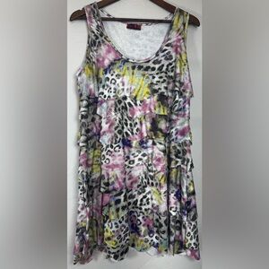 Isle Apparel Leopard Print Multicolor Ruffle Color Dress Size Large